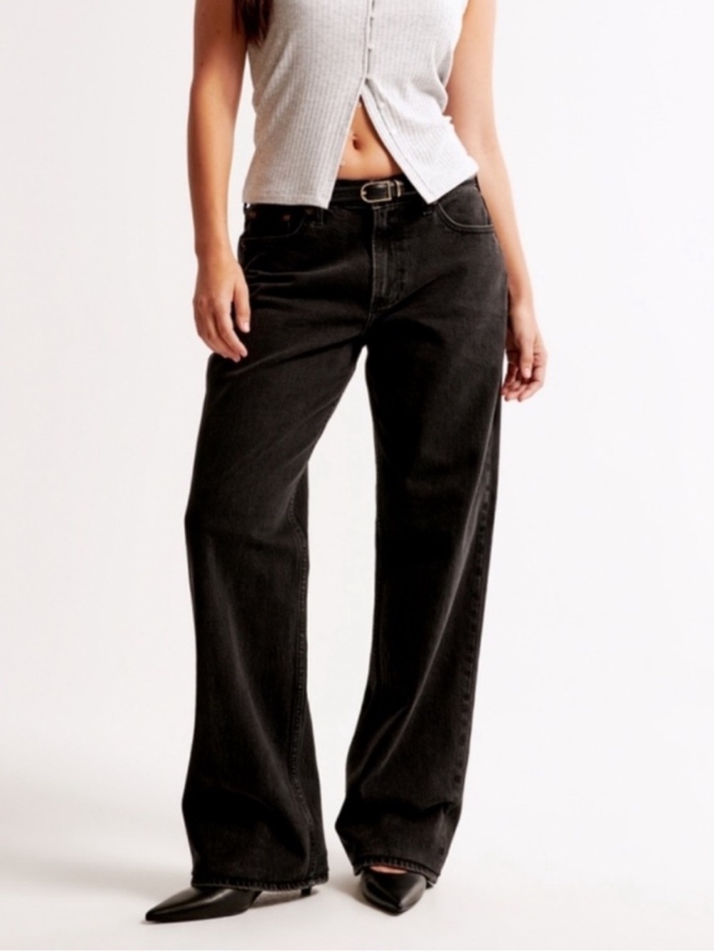 Abercrombie & Fitch Low Rise Baggy Jeans in Black Wash size 29/8